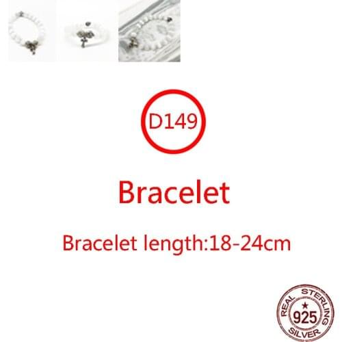 D149 s925 Silver Bracelet White Stone Bracelet 8mm European and American Punk Style Cross Flower Letter Beads