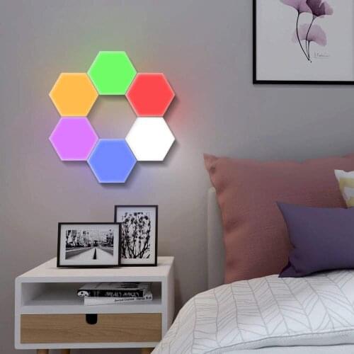 Hexagon Wall RGB led Lamp,Night Light Bedroom Decoration,Touch Sensor Lamp,Table Fancy Inddor LIghting, Gaming Decor for room