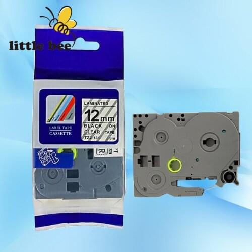 Compatible for TZ label tape tze tz tape Tze131 tz131 tze 131 12mm*8m black on clear Tze-131 P-touch Ribbon label maker