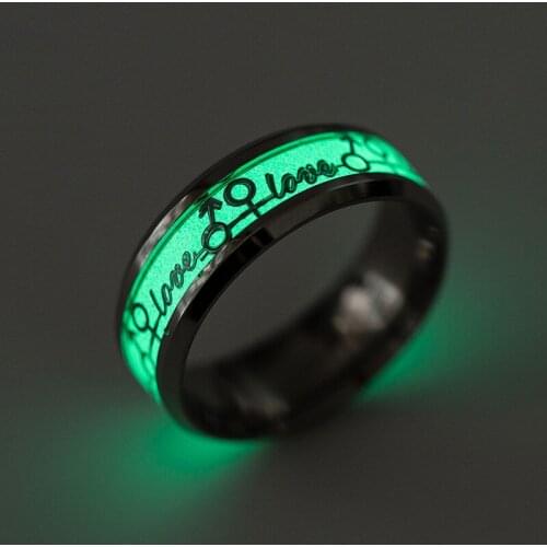 BAECYT Couple Luminous Love Ring Stainless Steel Fluorescent Ring Couple 2021 New Fashion Jewelry Gift For Boyfriend