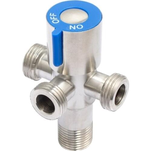 G1/2' Four-way Triangle Valve One Into Three Out Water Angle Valve 304 Stainless Steel Toilet Stop Valve Multi-function Tap