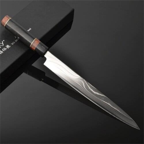 Japanese Sashimi Sushi Knife vg10 Damascus Steel Wood Sheath Japan Yanagiba Salmon Fish Filleting Cleaver Cooking Knives 13G