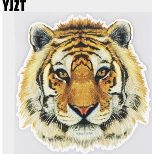 YJZT 18×18.7CM Classical Art Tiger Head Scratch Occlusion Car Sticker Personality Decoration Decals 21A-0116