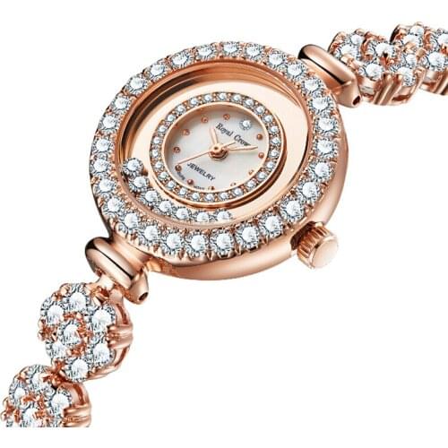 Jewelry Lady Womens Watch Royal Crown Crystal Hours Fine Fashion Clock Bracelet Luxury Rhinestones Bling CZ Girls Gift Box