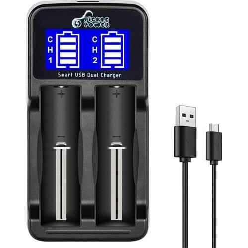 18650 Battery Charger, LCD USB Dual Charger for 18650 18490 18350 17670 17500 16340 RCR123 14500 10440 A AA AAA Batteries