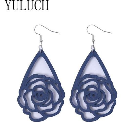YULUCH women earrings natural wood pendant jewelry 6 pairs girls simple retro art earrings women wooden earring