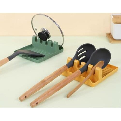 045 Multi functional spatula rack kitchen tools shelf household table top card slot type hole free pot cover spatula frame