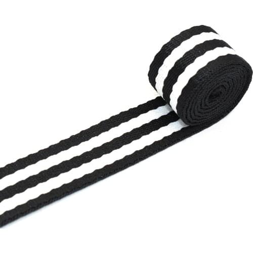 1" Black Striated Webbing Bag Webbing Belt Jacquard Ribbon Bag Crafts Accessorie Textile Sewing Accessorie for Bag Strap Sewing
