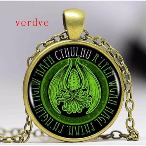 1pcs/lot Fashion Kraken Cthulhu Pendant & Necklace Cabochon Vintage Long Sliver Chain Statement Necklace Fine Jewelry