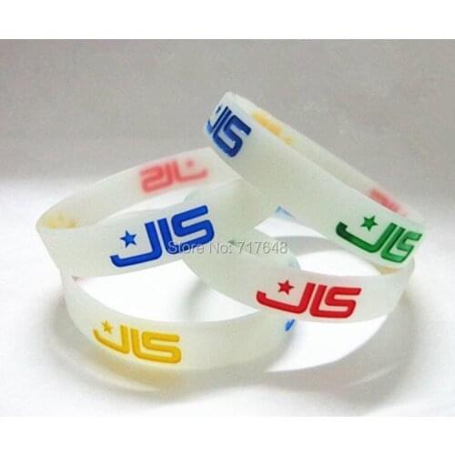 100pcs glow in dark JLS Wristbands Silicone Bracelets free shipping by FEDEX