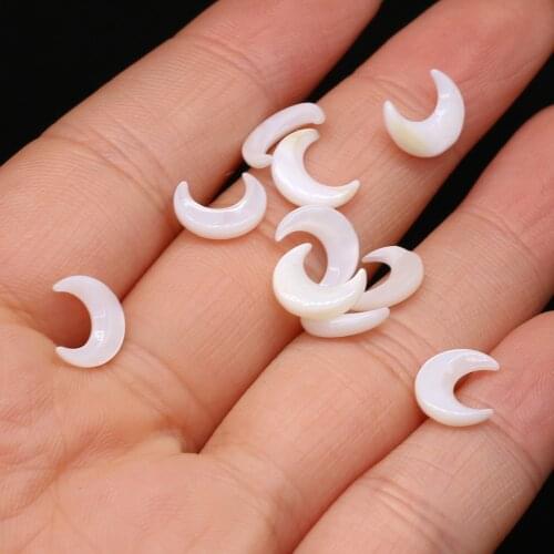 10x10mm Natural Shell Beads Reiki Heal Moon Shape Loose Bead for Jewelry Making DIY Necklace Earring Accessories