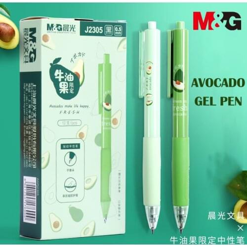 12pcs/box 0.5mm Avocado Limited Gel Pen black ink refill gel pen for school office supplies stationary pens stationery