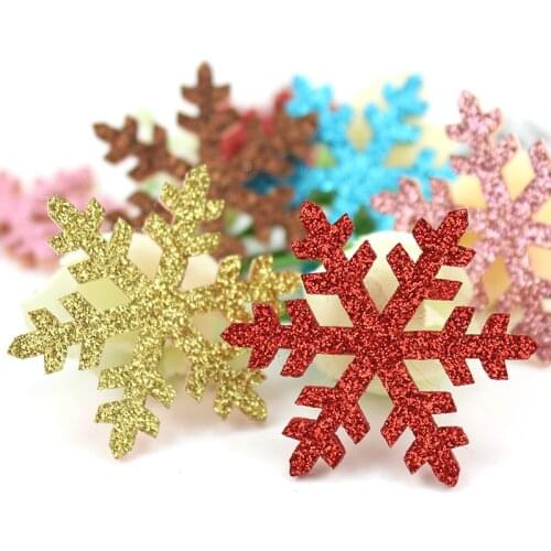 40Pcs 4cm Christmas Snowflake Felt Padded Appliques For Baby Headwear Hairpin Crafts Decoration DIY Accessories