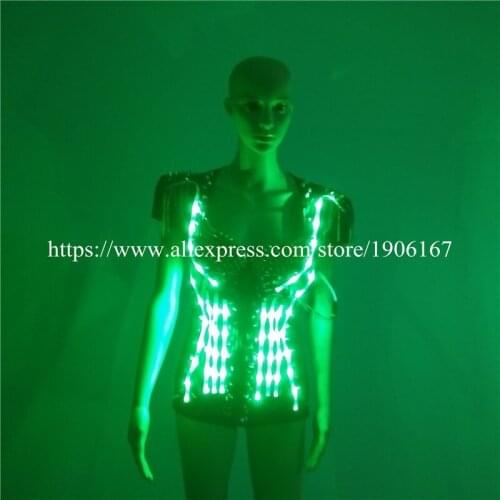 5 Sets LED Luminous Sexy Lady Nightclub Dress With Bra Led Growing Light Up Clothes Ballroom Costume Stage DJ Bar Party Show