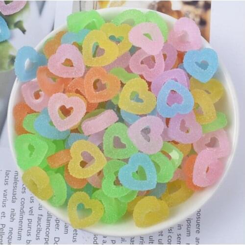 50Pcs 15mm Mixed Colors Hearts Donuts Candy Flatback Resin Cabochon DIY Craft Supplies Phone Decor Material Hair Accessories