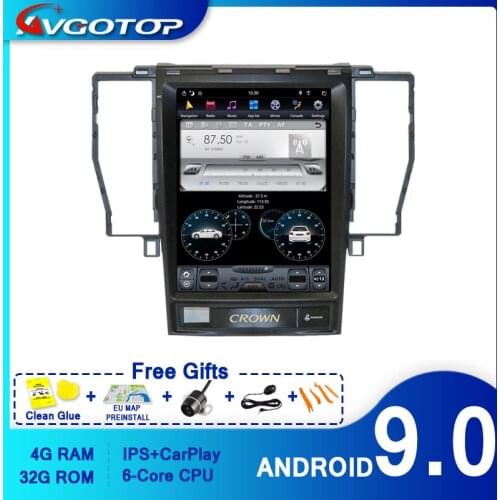 AVGOTOP Android 9.0 Tesla AUTO Multimedia for TOYOTA CROWN 2012 Carplay GPS DSP Vertical Screen Vehicle Radio