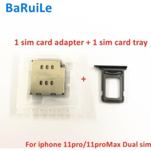 BaRuiLe 1set for iPhone 11 Pro /11proMax Dual SIM Card Reader +SIM Card tray Holder Slot Adapter Replacement