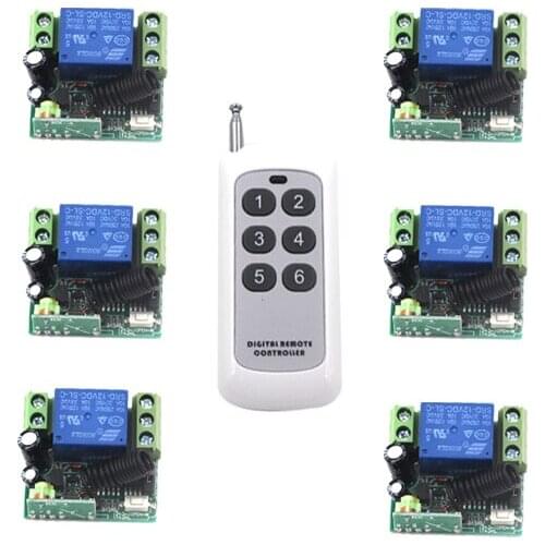 DC 12V 10A 6 Receivers, RF 1 Channel Wireless Remote Control Switch System, Automation Controller SKU: 5250
