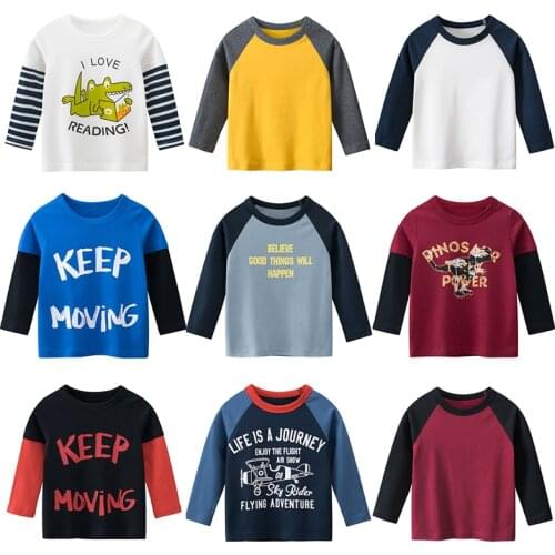 Kids Boys Long Sleeve T-shirts Tops Girls Clothes Baby Infant Print Cartoon Tees Autumn Children Clothing Cotton for 2-7 Years