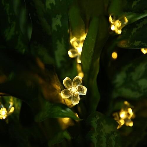 Indoor AA Battery Peach Blossom Lights Flower String Lights Decorations for Patio Garden Yard Porch Fence Christmas Tree Party