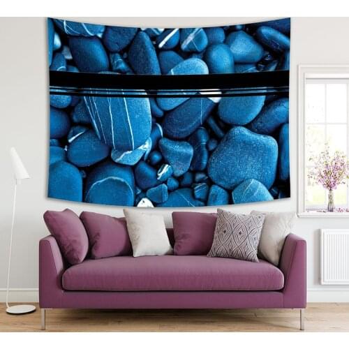 Tapestry Natural Stones Rockes Magical Wild Countryside Nature Rustic Decorating Photo Printed Blue Black