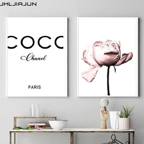 JHLJIAJUN Peony Flower Wall Art Print Fashion Art Poster Pink Canvas Prints Painting Nordic Decoration Living Room Home Decor