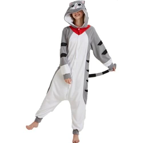 Anime Cheese Cat Cosplay Costume Onesies Halloween Daily Sleepwear Unisex Animal Cartoon Onesies Fleece Jumpsuits For Adults