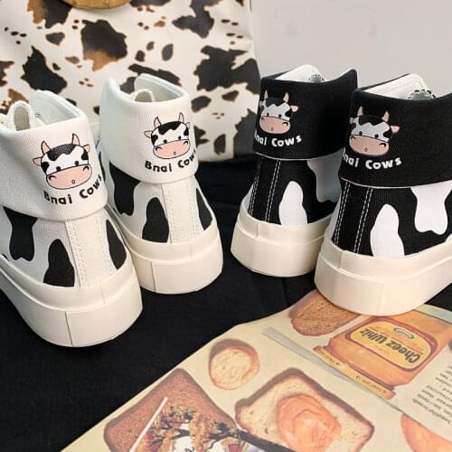 Platform Canvas Shoes Women 2021 Spring Autumn Sneakers Cute Milk Cartoon White Shoes Ladies New Student Footwear Zapatos Mujer
