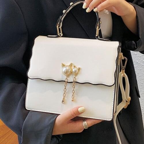 Small Square Womens White Bag Luxury Pu Leather Tote Shoulder Bags Female Solid Color Flap Crossbody Bags Simple Chic Handbags