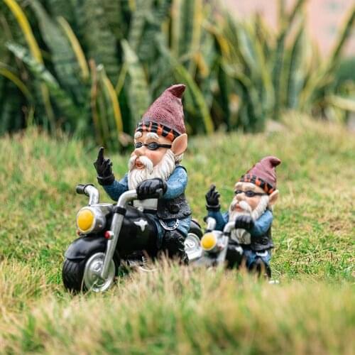 Micro landscape decoration garden dwarfs ornaments motorcycle characters outdoor garden home series resin crafts