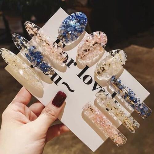 Fashion Women Hair Accessories 2/3pc/set Simple Geometric Accetate Hair Clips Bright Side Barrettes Girls Hairpin Headdress