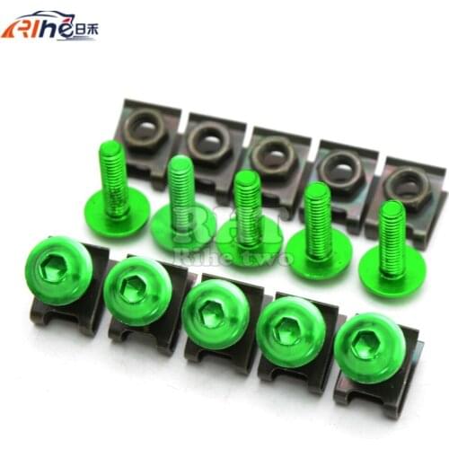 Green Universal 6mm motorcycle fairing screw kit set screws for Kawasaki ZZR600 ZX6R ZX636R ZX6RR ZX9R yamaha fz1 fazer Fz6 fz6r