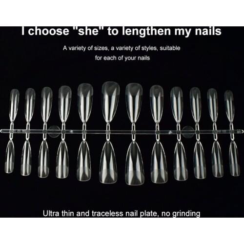 240PCS Nail Tips Fake Finger Polish Extension Tips Nail Art Sheets Ultra-thin Frosted Non-marking Nails Transparent Waterdrop