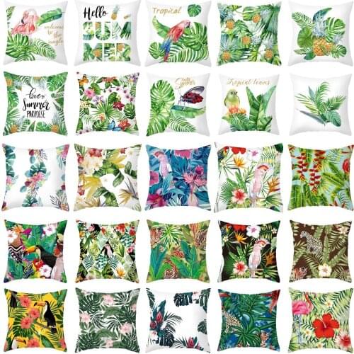 Brand New Summer Tropical Jungle Series Cushion Cover Tropical Leaves Floral Birds Print Pillows Cover Nordic Sofa Throw Pillows
