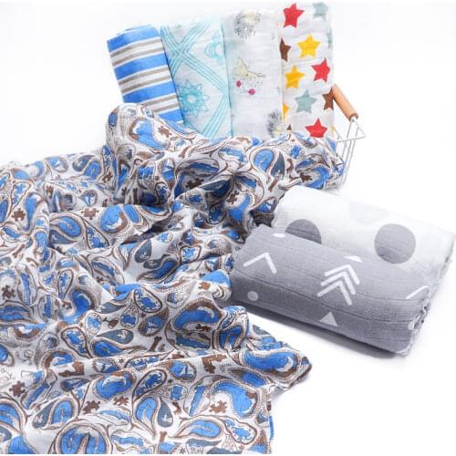 Muslinlife Animals Baby Swaddle 100% Muslin Cotton Baby Blanket Diapers Newborns Baby Blanket Muslin Bedding Linens