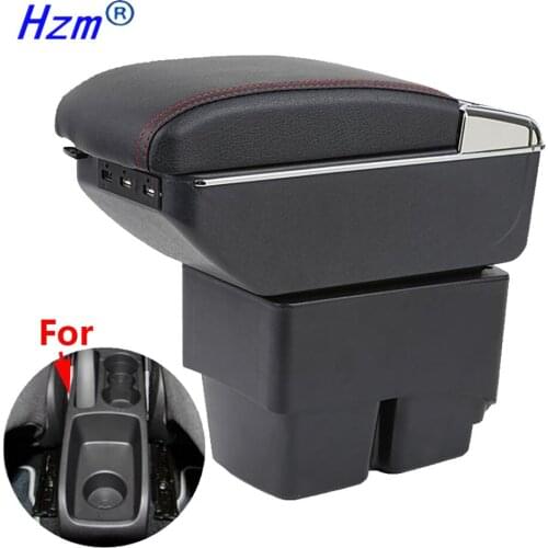 For Ford Fiesta Armrest box Interior Parts special Retrofit parts Car Armrest Center Storage box with USB LED light