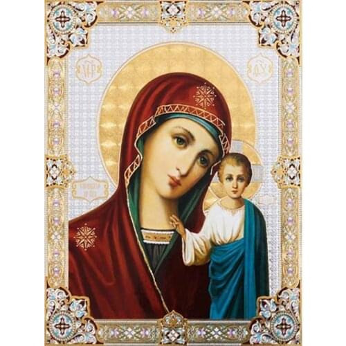 Reglion Christian Faith Paint With Diamond Painting of Kazan Orthodox Icon Mosaic Set Diamond Embroidery XN1426