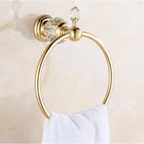 Luxury Crystal & Brass Gold Towel Ring,Towel Holder, Towel Bar Bathroom Accessories,Free Shipping LB1277