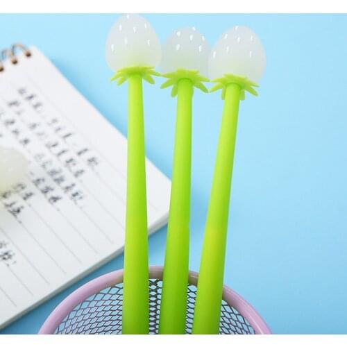 24Pcs Kawaii Pens Silica Gel Strawberry Color Changing Cute Funny Stationery Ballpoint Student School Children Girl Wedding Gift
