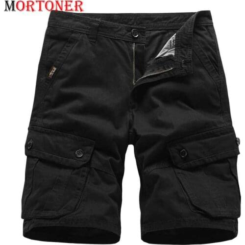 Mens Black Loose Fit Cargo Shorts Summer Casual 6 Pockets Cotton Shorts Pants Men Outdoors Hiking Camping Travel Short Masculino