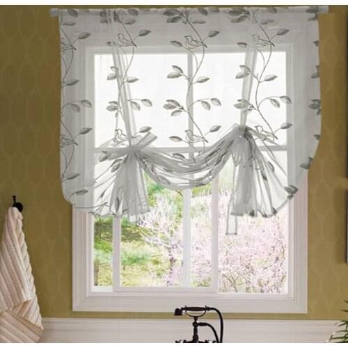 Embroidered Curtains Rod-style Belts, Roman Curtains Birds Flowers Mesh Curtains Bedroom Living Room