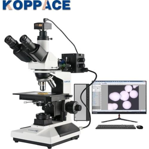 KOPPACE 50X-400X Trinocular Metallurgical Microscope Transflective Lighting System 12 Million Pixels USB2.0 Camera