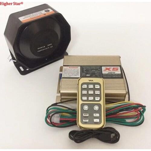 Higher star 12V 200W car emergency alarm warning siren amplifier with wireless remote control microphone+200W speaker