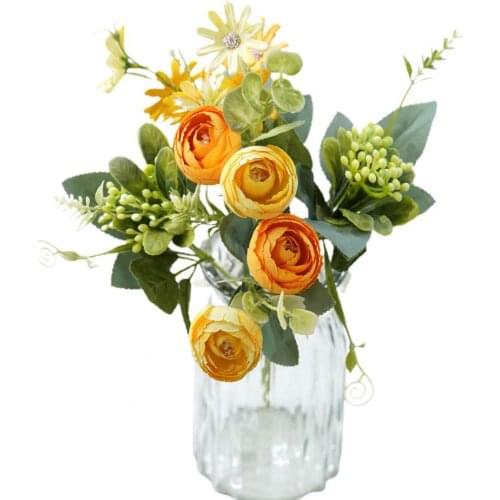 1 Bouquet Artificial Rose Flower Vivid Room Decoration Portable Fake DIY Simulation Camellia for Wedding