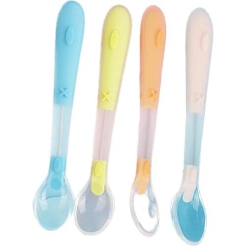 1 Set Feeding Spoon Non-slip Design Easy Cleaning BPA Free Kids Food Eating Dinnerware Baby Supplies Toddler Dining Utensils