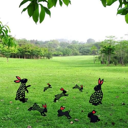 1Pcs Rabbit Garden Art for Easter Decorations Outdoor Acrylic Bunny Silhouette Stake Black Bunny Rabbit Garden Stake Yard Art