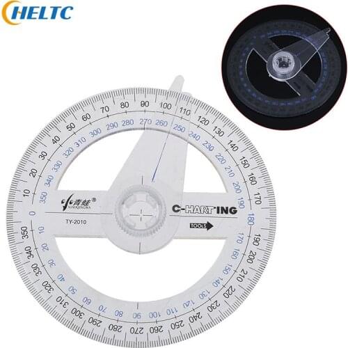 1PCS Plastic Round Ruler Patchwork Ruler 360 Degree Pointer Protractor Ruler Angle Finder Swing Arm For School Office Supplies