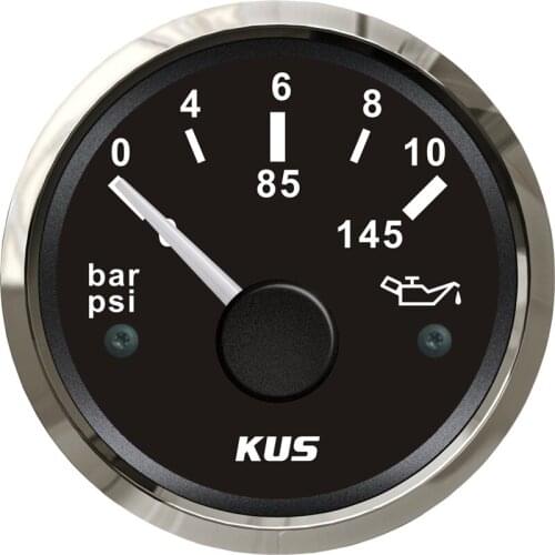 1pc Good Quality Auto 52mm Pointer Oil Pressure Gauges Oil Pressure Meters 0-10bar 0-145psi 12v / 24v for Automobile Boat Black