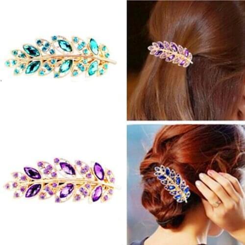 Wedding party fashion crystal alloy leaves flower Peach heart Pentagram crown hairpin headdress Womens jewelry accessories 1pcs