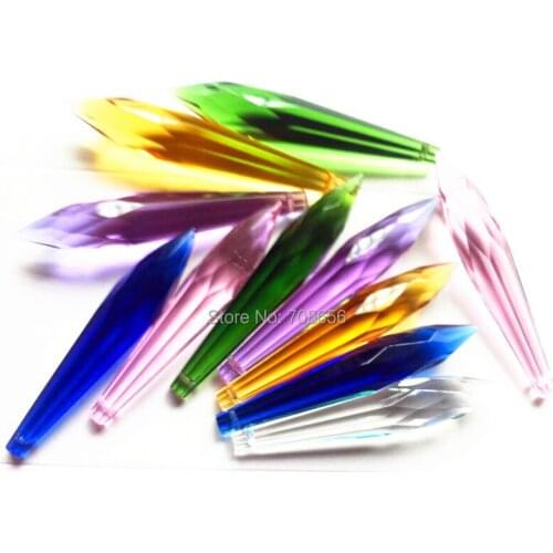 168pcs 76MM HAND CUT CRYSTAL GLASS ICICLE CHANDELIER DROPS MIX COLORS